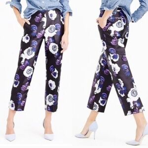 J.Crew black violet floral straight leg pants Size 4 Brand New Without Tags